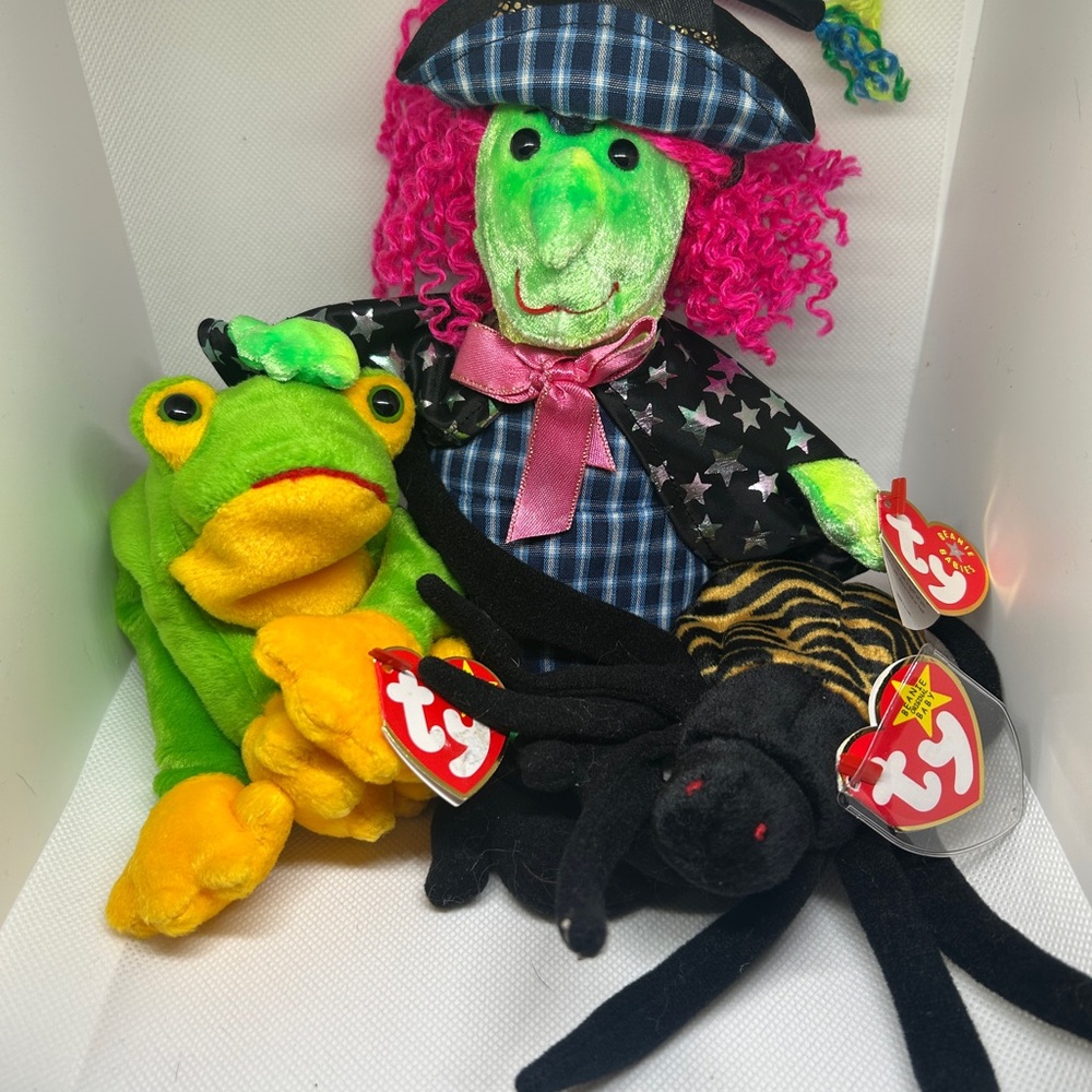 Vintage TY Beanie Babies Halloween Witch Set